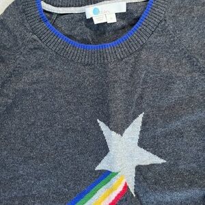 Boden Gray Sweater with Rainbow Star Design